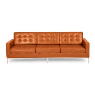 Оранжевый кожаный трехместный диван Florence, экокожа