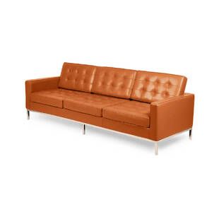 Оранжевый кожаный трехместный диван Florence, экокожа