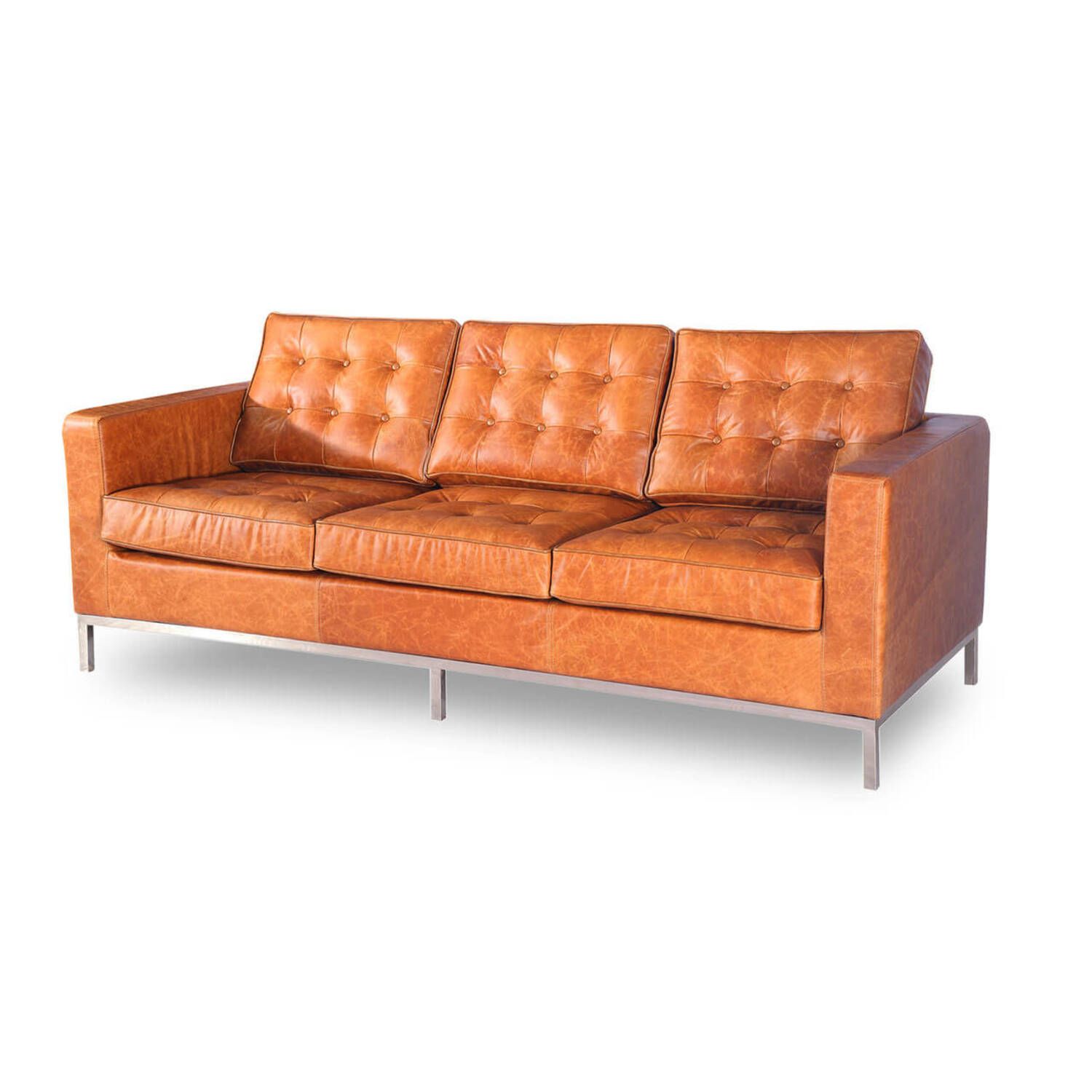 Трехместный диван Florence, оранжевая винтажная кожа
