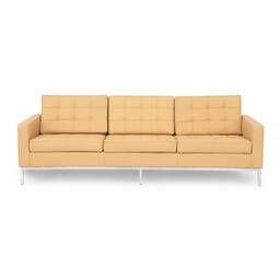 Песочный кожаный трехместный диван Florence, экокожа