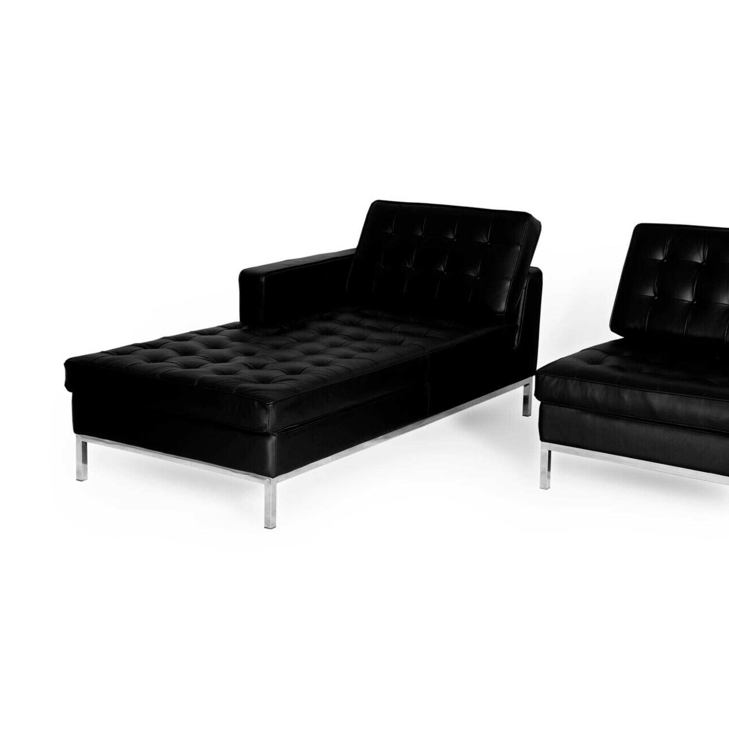 Черный кожаный модульный диван Florence