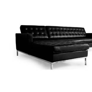 Черный кожаный модульный диван Florence