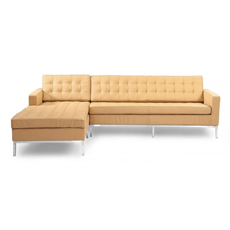 Песочный кожаный модульный диван Florence