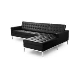 Черный кожаный модульный диван Florence, экокожа