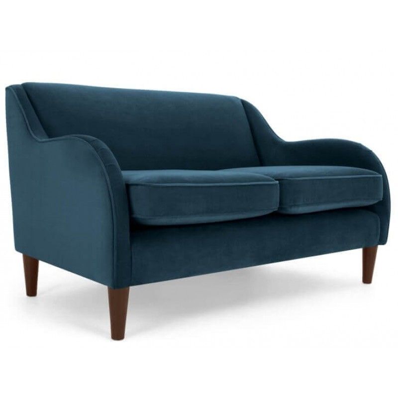 Диван Helena, на деревянных ножках, синий двухместный
