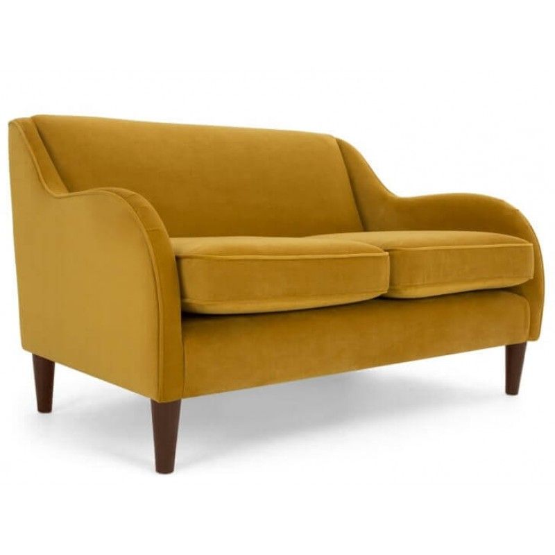 Диван Helena, на деревянных ножках, желтый двухместный