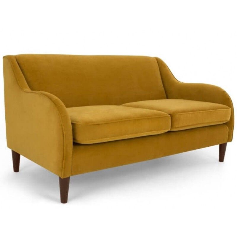Диван Helena, на деревянных ножках, желтый трехместый