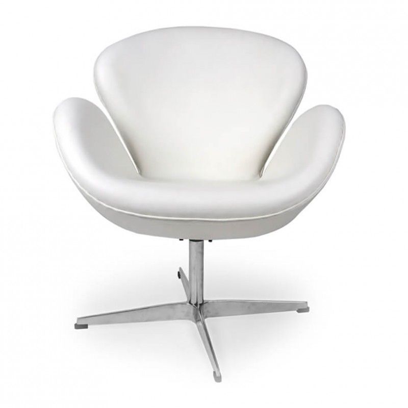 Белое кожаное кресло Swan