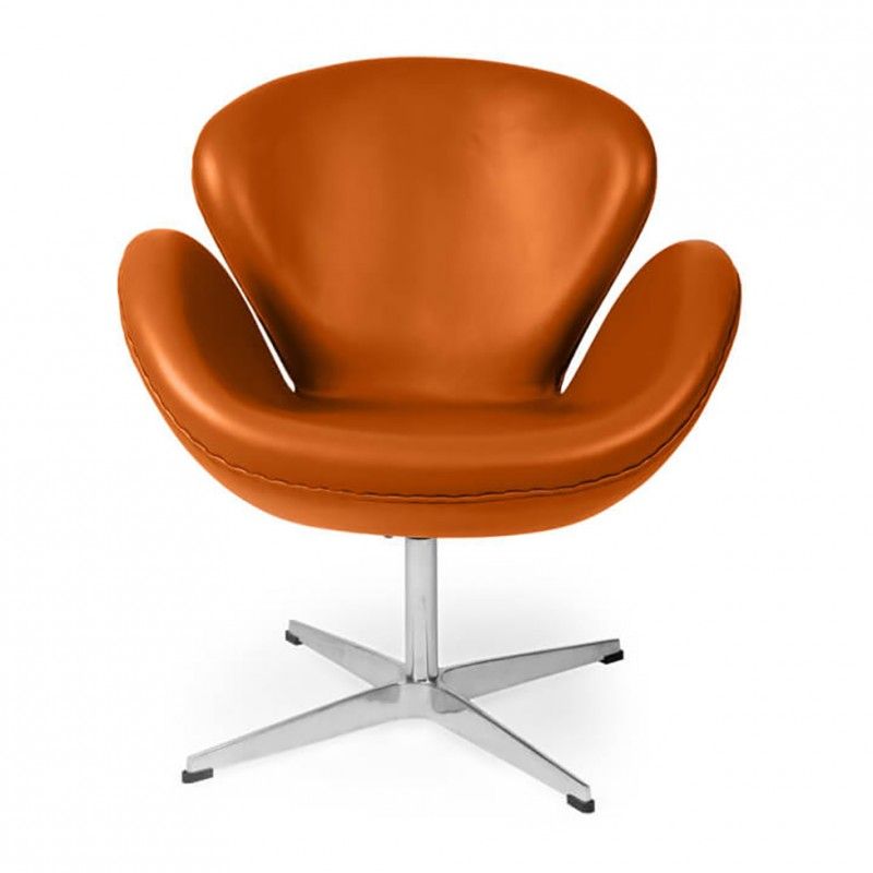 Рыжее кожаное кресло Swan