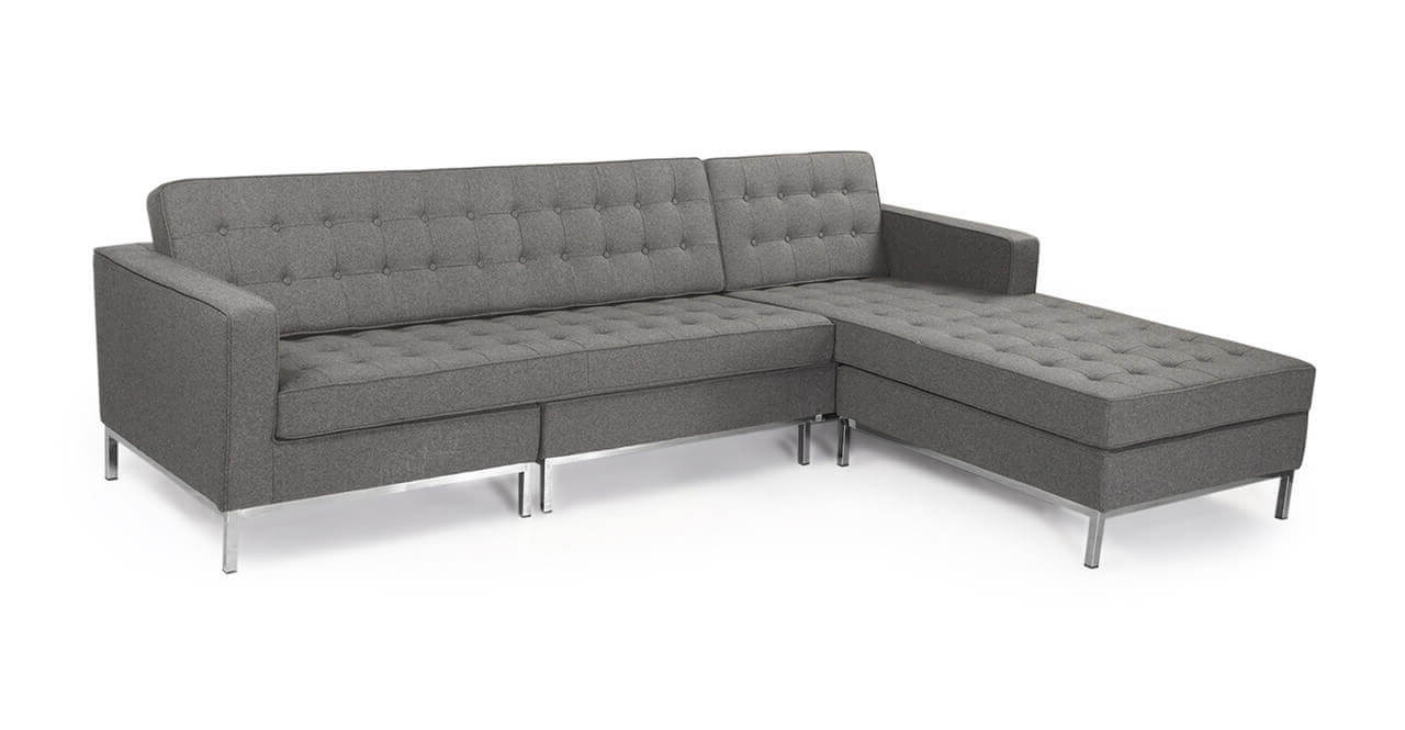 Серый угловой диван в стиле модерн