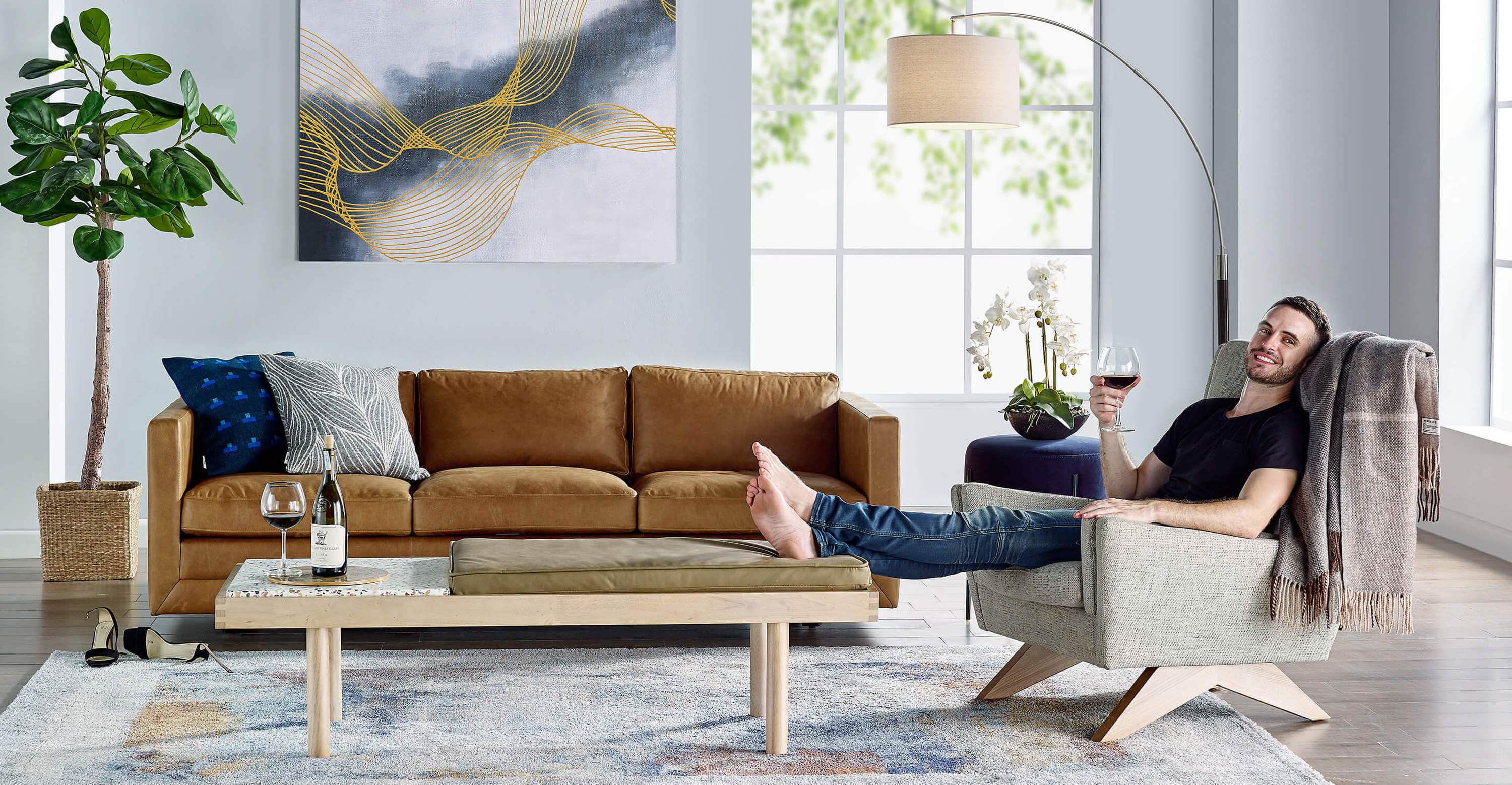дизайнерский диван Manhattan, прямой, в современном стиле модерн