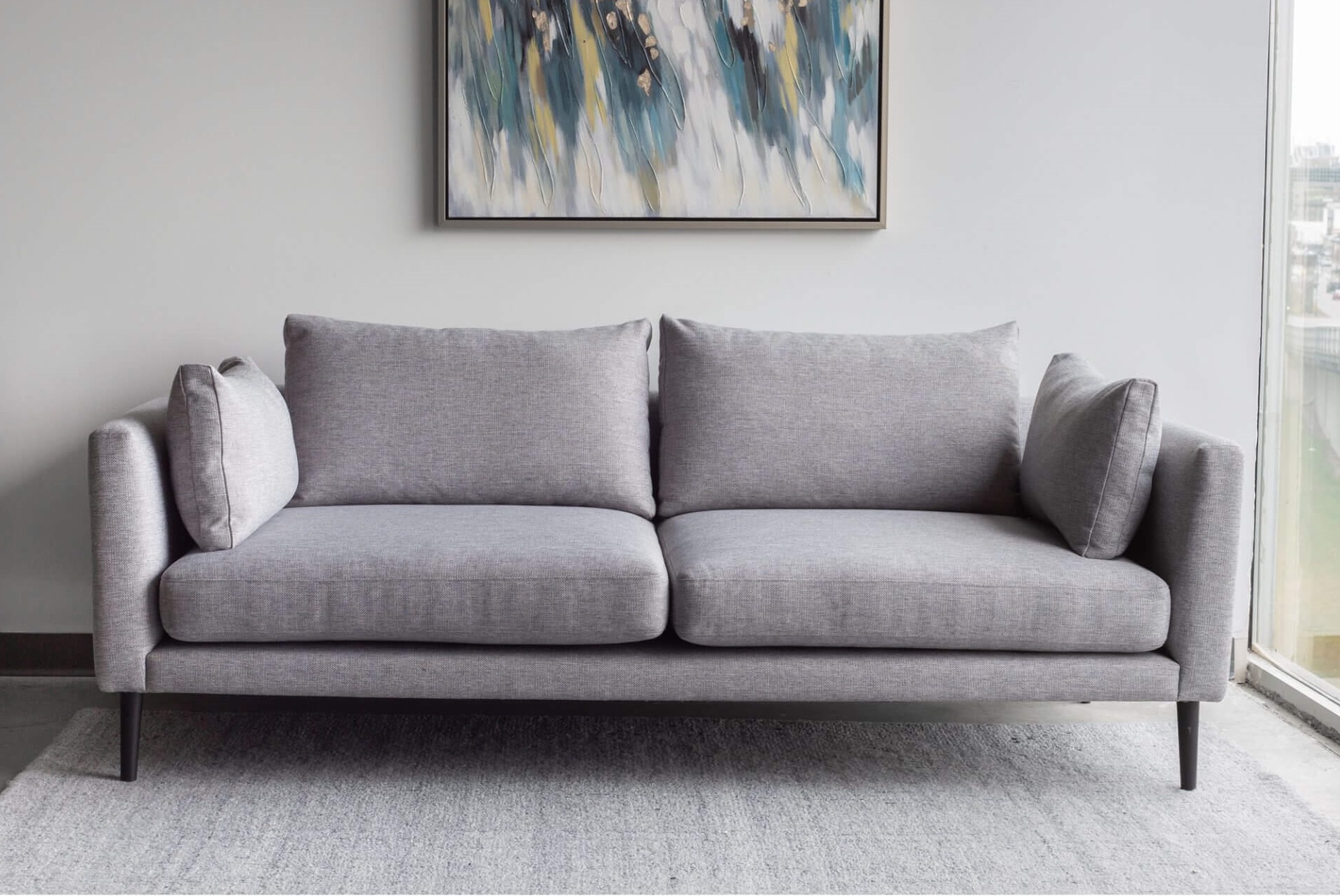 дизайнерский диван Raval в скандинавском стиле, прямой, серый